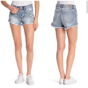 Blank NYC High Rise Distressed Button Fly Raw edge Denim Jean Shorts Sz 24